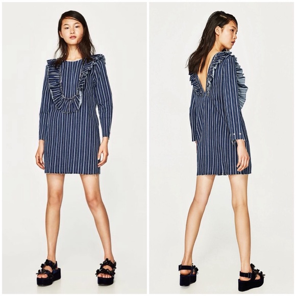 striped denim dress